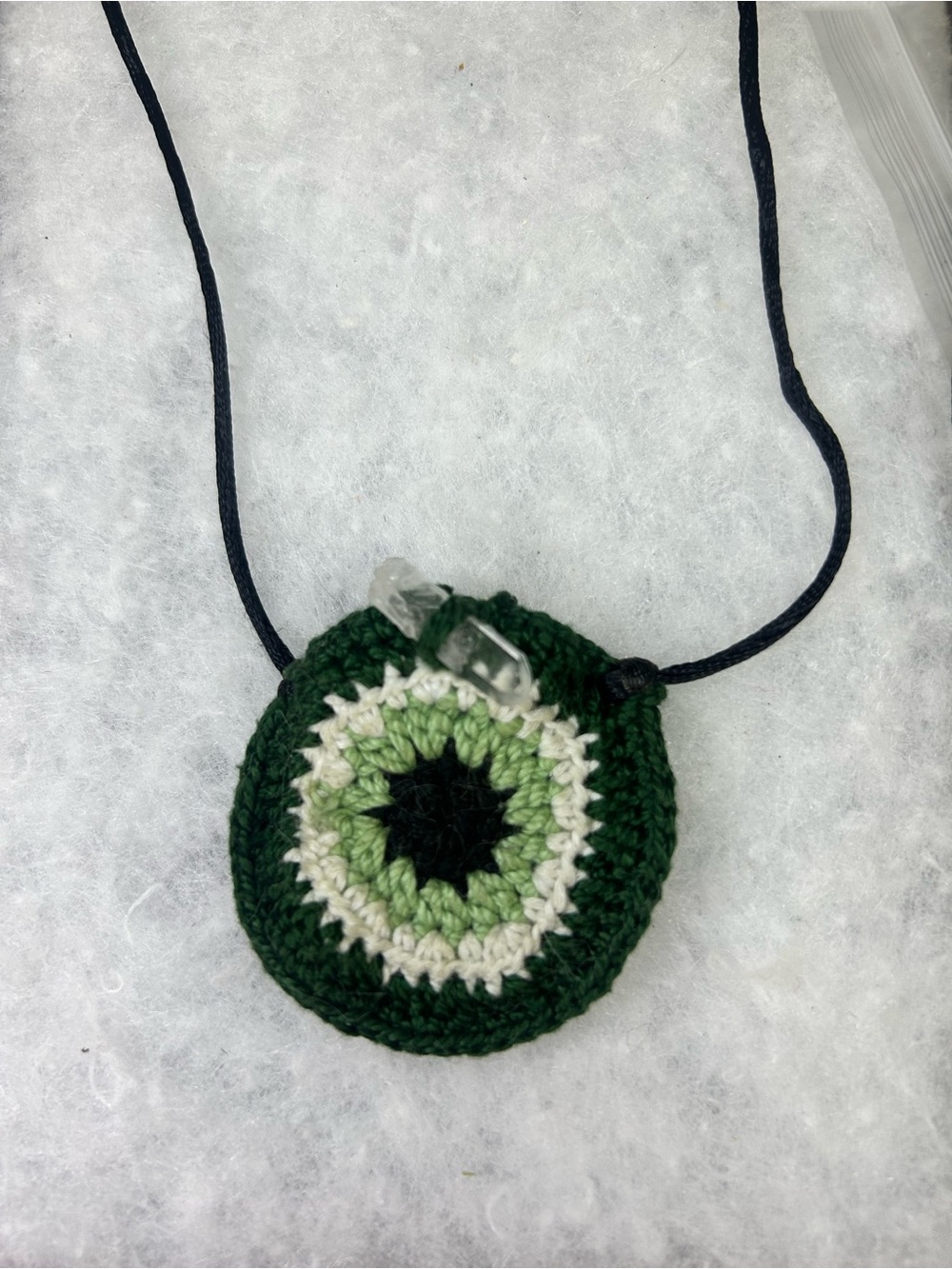 Handmade Crochet Crystal Pendant Necklace by Jewel with Morbid Creations